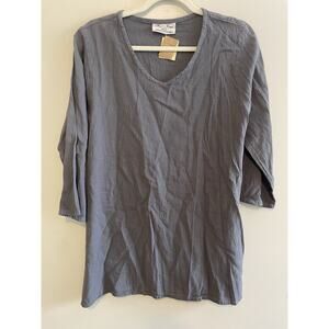 NWT Maya Jones Imports Size S Gray Blouse 100% Cotton Handmade In Guatemala